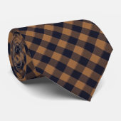 Cravate Gingham Caramel Buffalo Navy (Roulé)