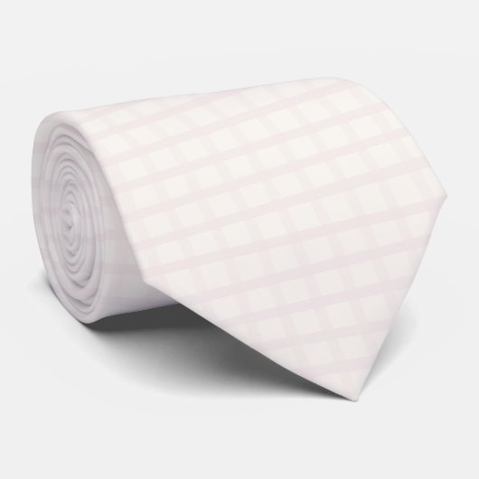 Cravate Gingham floral blanc et champagne rose pâle (Roulé)
