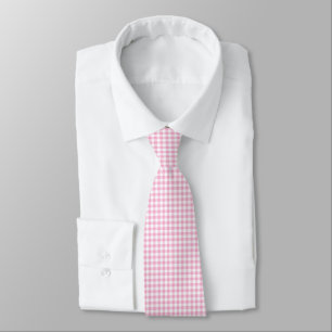 Cravate Gingham rose bubble gum