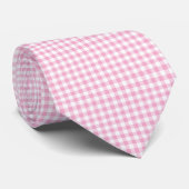 Cravate Gingham rose bubble gum (Roulé)