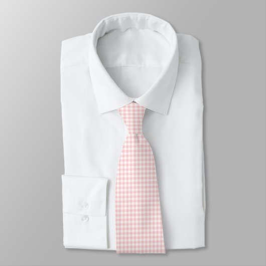 Cravate Gingham Rose Pâle (Attaché)