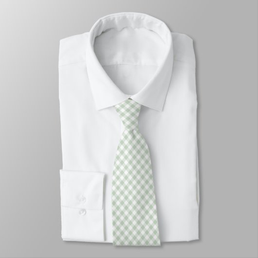 Cravate Gingham Vert Sauge (Attaché)