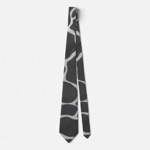 Cravate Girafe Imprimé Noir et Gris Clair