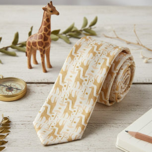 Cravate Girafes dans la savane en jaune