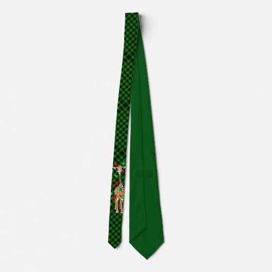 Cravate Giraffe Festive, feux de vacances vert rouge (Dos)
