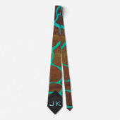 Cravate Giraffe Impression Brown et Turquoise (Devant)