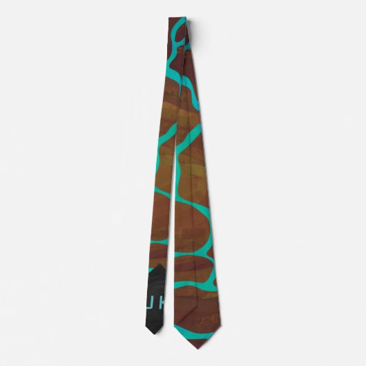 Cravate Giraffe Impression Brown et Turquoise (Dos)