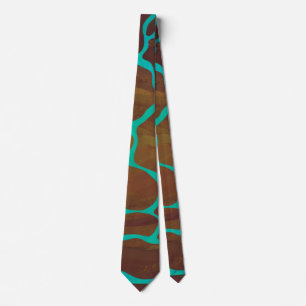Cravate Giraffe Impression Brown et Turquoise