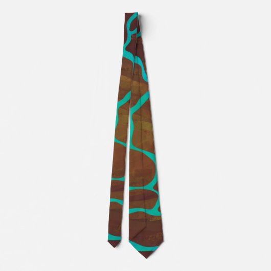 Cravate Giraffe Impression Brown et Turquoise (Dos)
