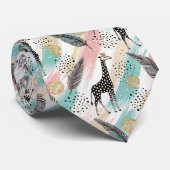 Cravate Giraffe Whimsical Polka Dot Motif - Pastel (Roulé)