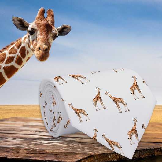 Cravate Giraffes Motif de la faune gris clair