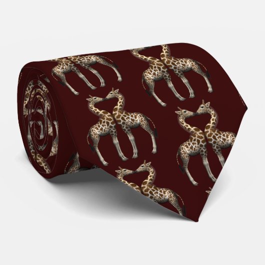 Cravate Giraffes romantiques (Roulé)