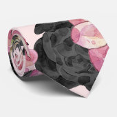 Cravate Girly rougissent les fleurs roses et noires (Roulé)