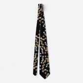 Cravate glam noir et blanc points champagne or confetti (Dos)