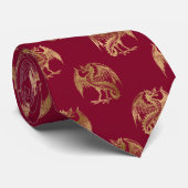Cravate Glam Red Gold Dragon (Roulé)