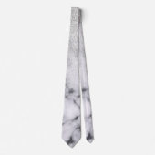 Cravate Glamorous Silver White Glitter Marble Gradient (Devant)