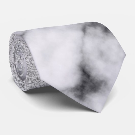 Cravate Glamorous Silver White Glitter Marble Gradient (Roulé)