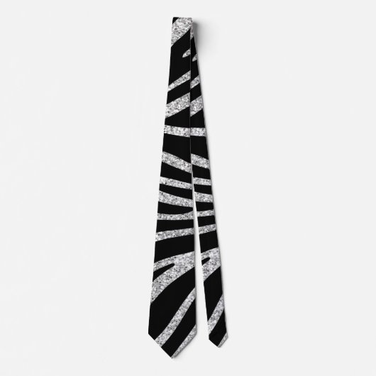 CRAVATE GLITTER SILVER ET STRIPES ZEBRA (Devant)