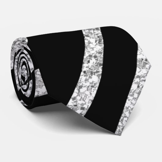 CRAVATE GLITTER SILVER ET STRIPES ZEBRA (Roulé)