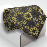 Cravate Glittery Black Faux Gold Metallic Damask Pattern<br><div class="desc">Elegant and classy neck tie design featuring faux gold metallic damask pattern on a black glitter background.</div>