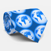 Cravate Globe brillant bleu, globe brillant bleu, Glos (Roulé)