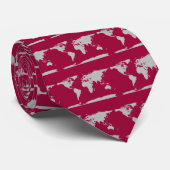 Cravate globe gris rouge (Roulé)