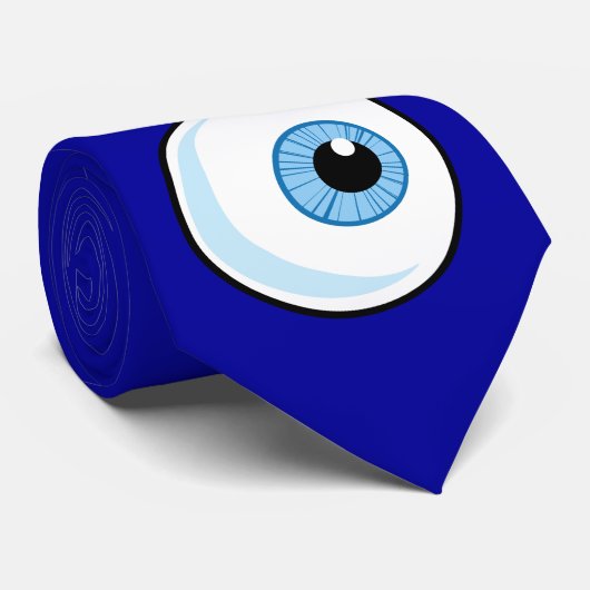 Cravate Globe oculaire bleu (Roulé)