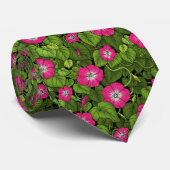 Cravate Gloire du matin en rose et vert (Roulé)