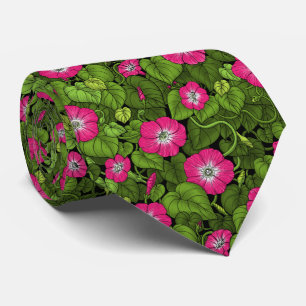 Cravate Gloire du matin en rose et vert