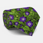 Cravate Gloire du matin en violet et vert (Roulé)