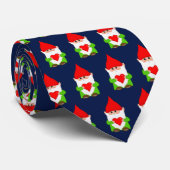 Cravate Gnomes de Noël modernes sur bleu marine (Roulé)