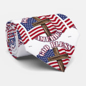 Cravate God Bless American with USA Flag & Cross (Roulé)