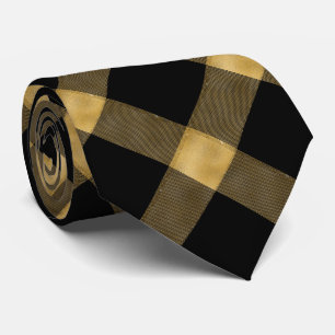 Cravate Gold and Black Elegant Plaid