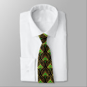 Cravate Gold and green Art Deco pattern on black (Attaché)