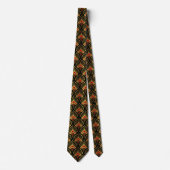 Cravate Gold and red Art Deco pattern on black (Devant)