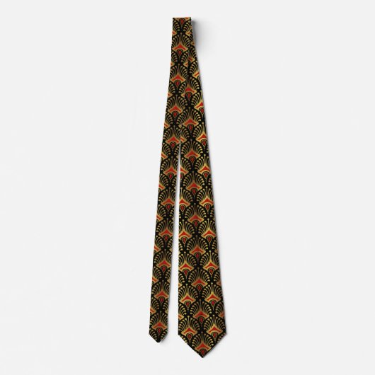 Cravate Gold and red Art Deco pattern on black (Dos)