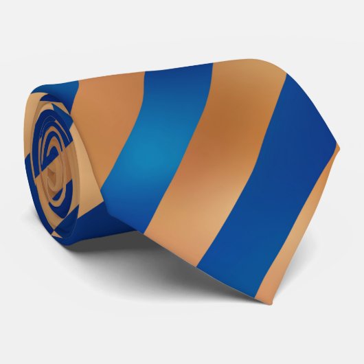 Cravate Gold et Royal Blue Stripes sur Angle (Roulé)