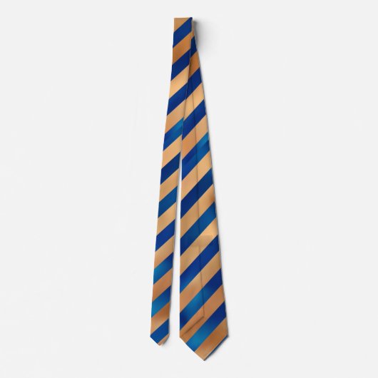 Cravate Gold et Royal Blue Stripes sur Angle (Dos)