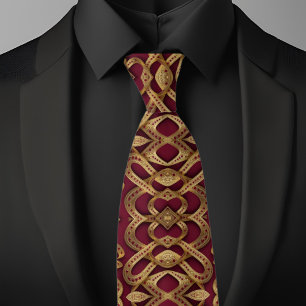 Cravate Gold et Ruby Moderne Motif circulaire Necktie