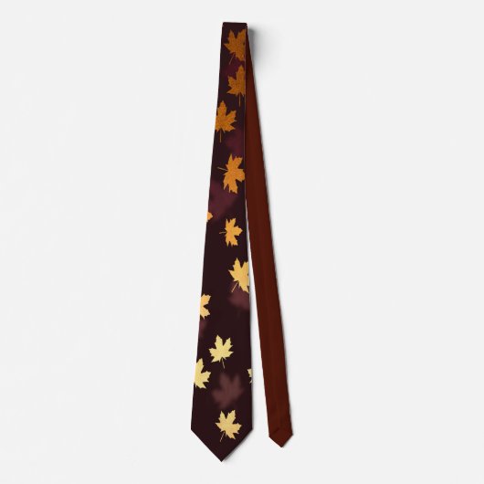 Cravate Gold Maple Leaf on dark red (Devant)