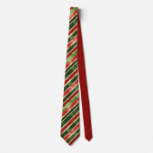 Cravate Gold Red Green Striped Christmas (Devant)