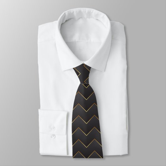Cravate Gold Zig Zag Chevron Motif (Attaché)