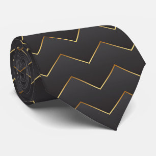 Cravate Gold Zig Zag Chevron Motif