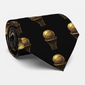 Cravate Golden Basketball & Hoop Design (Roulé)