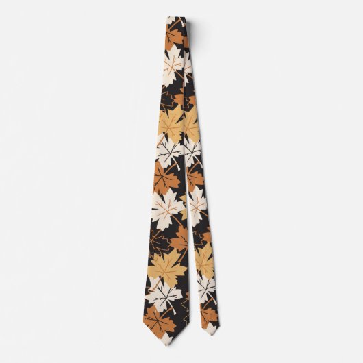 Cravate  Golden Brown Autumn Pattern Black Ver (Devant)