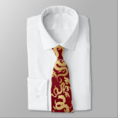 Cravate Golden Dragons Motif D Red BG (Attaché)