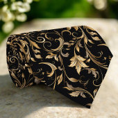 Cravate Golden Floral Pattern Elegant Luxury Modern