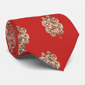 Cravate Golden Four Leaf Clocher Bonne chance Rouge et or (Roulé)