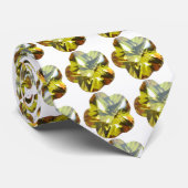 Cravate Golden Glow - Design de fleurs de pierre jaune (Roulé)