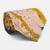 Cravate Golden Navy Abstract Metal Textures (Roulé)